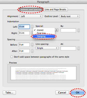 How to indent one line in microsoft word